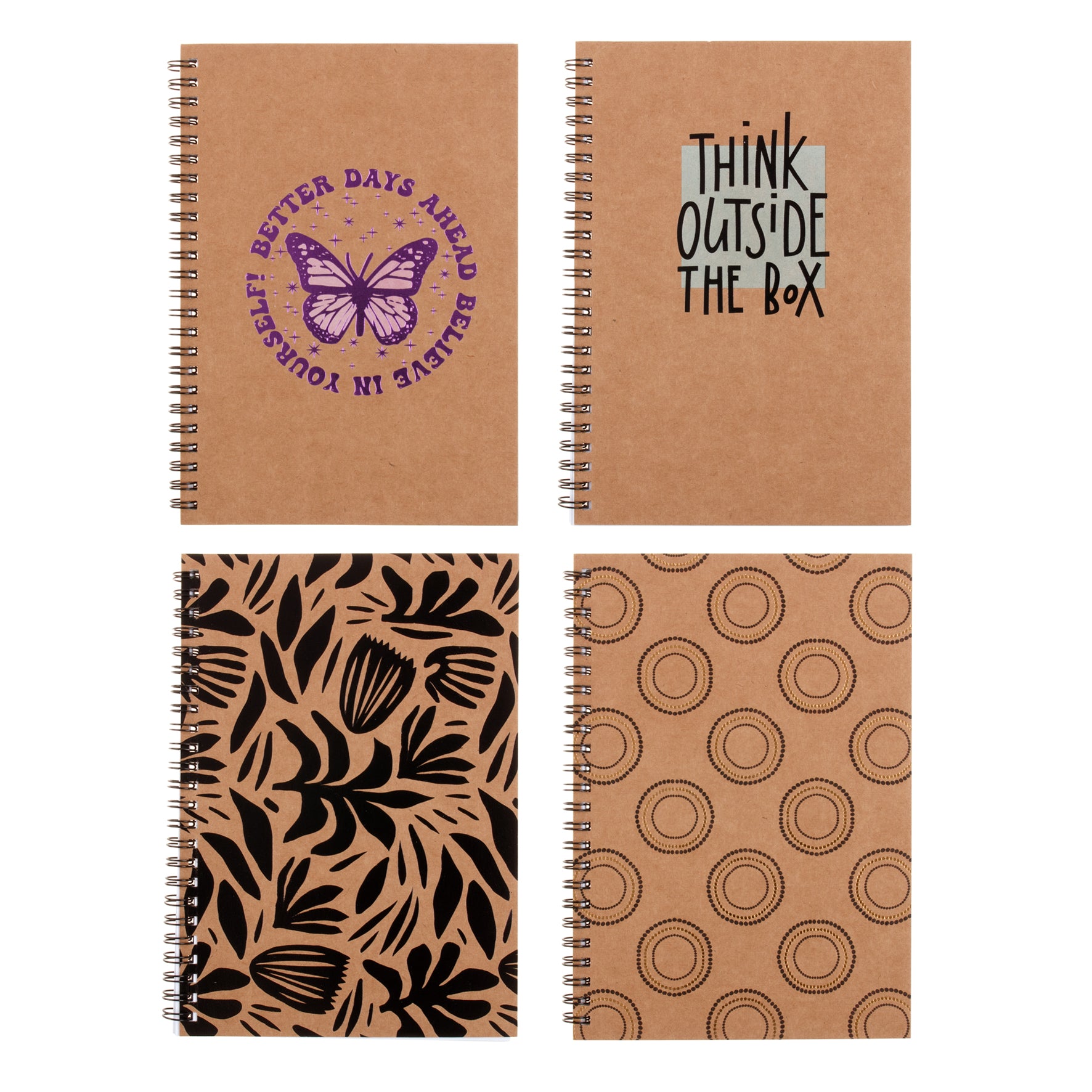 Spiral Notebook Kraft Cover - Assorted - Dollars and Sense