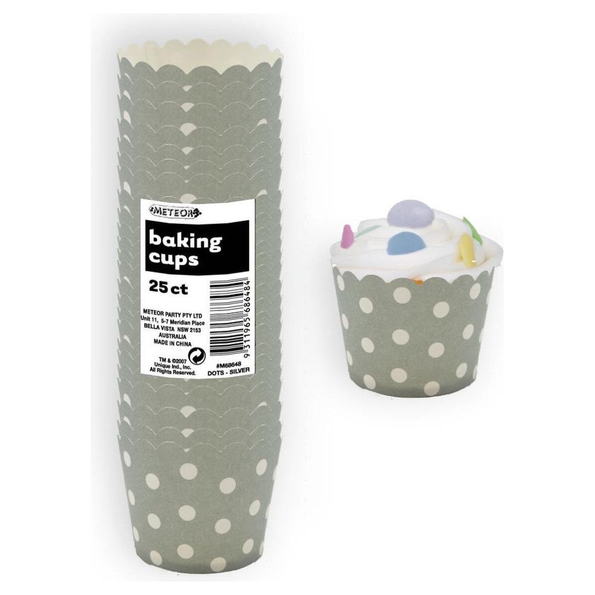 Dots Paper Baking Cups - Silver - Dollars and Sense