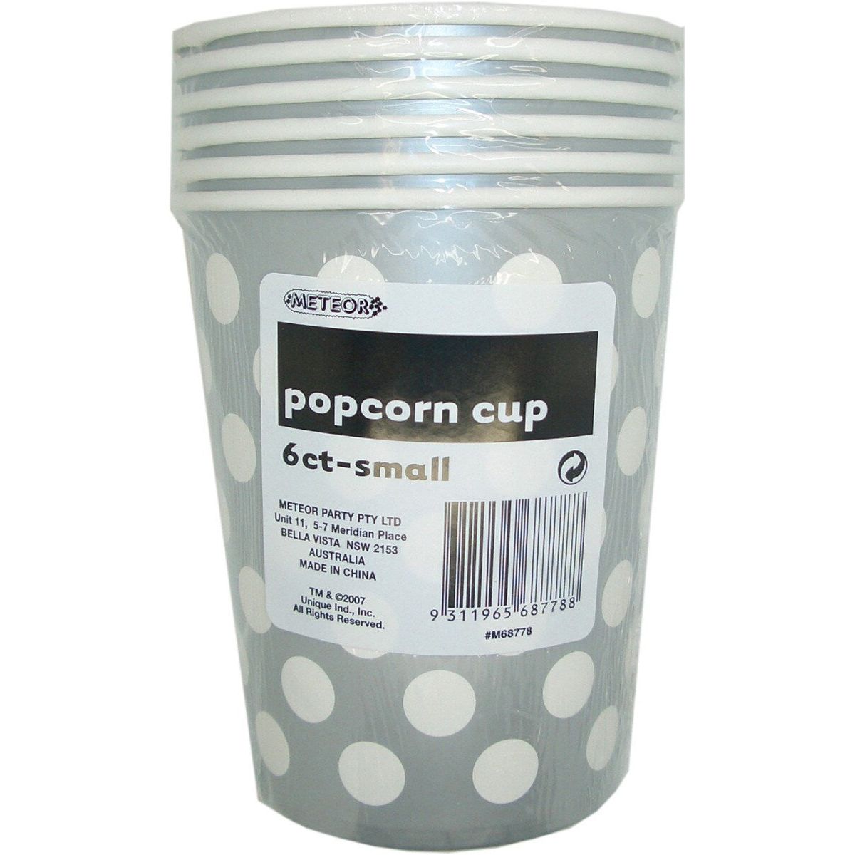 Dots Small Paper Popcorn Cups - Silver - Dollars and Sense