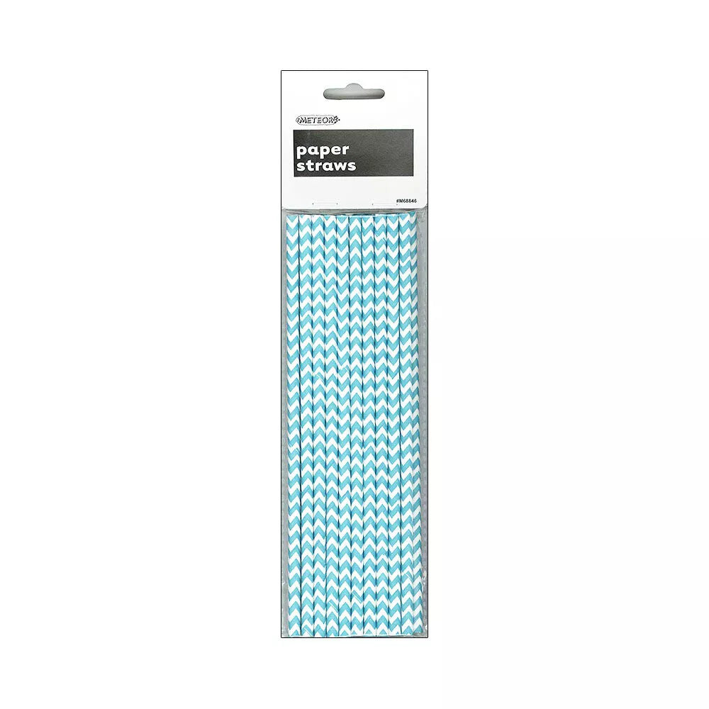 Chevron Paper Straws - Caribbean Teal - Dollars and Sense