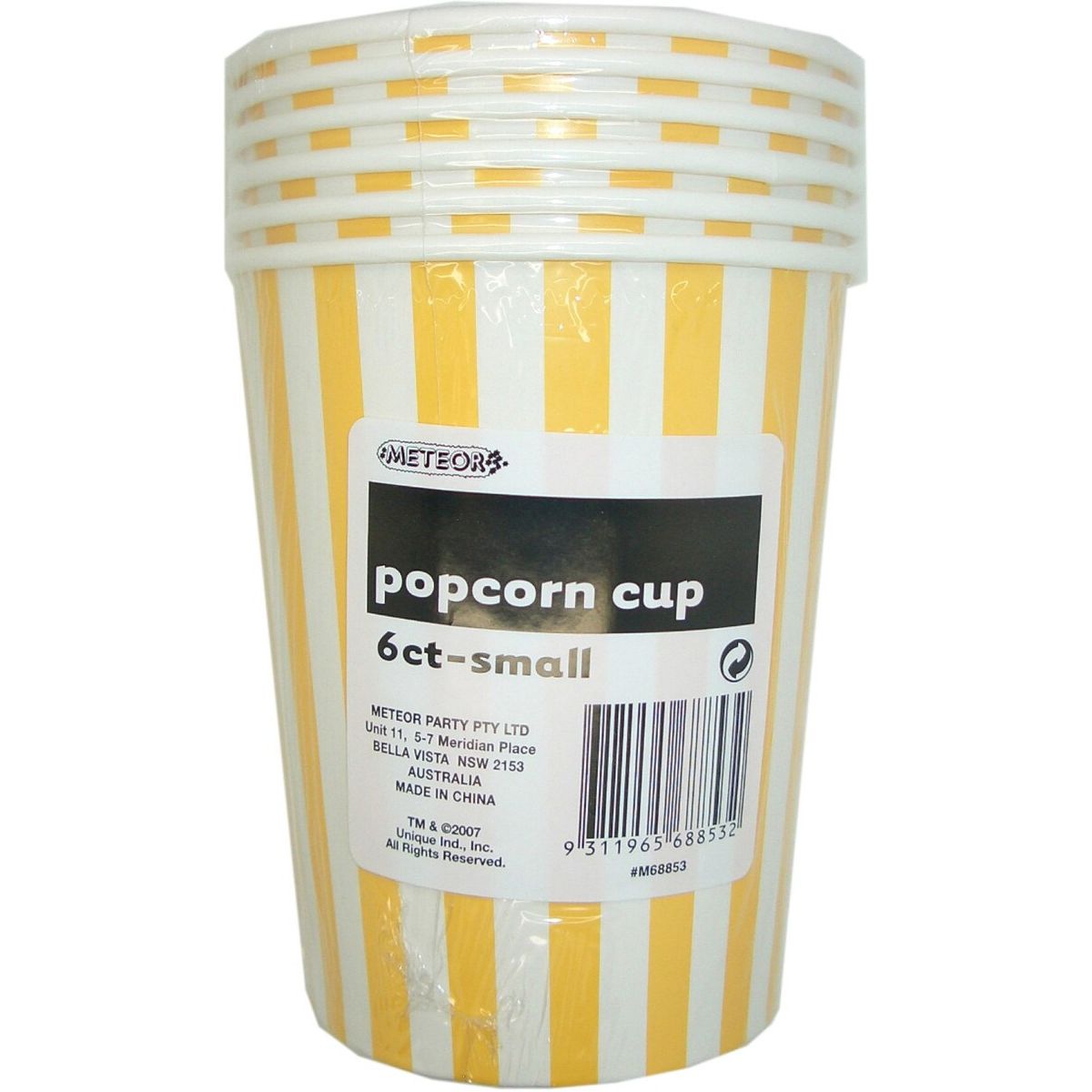 Stripes Small Paper Popcorn Cups - Sunflower Yellow - Dollars and Sense