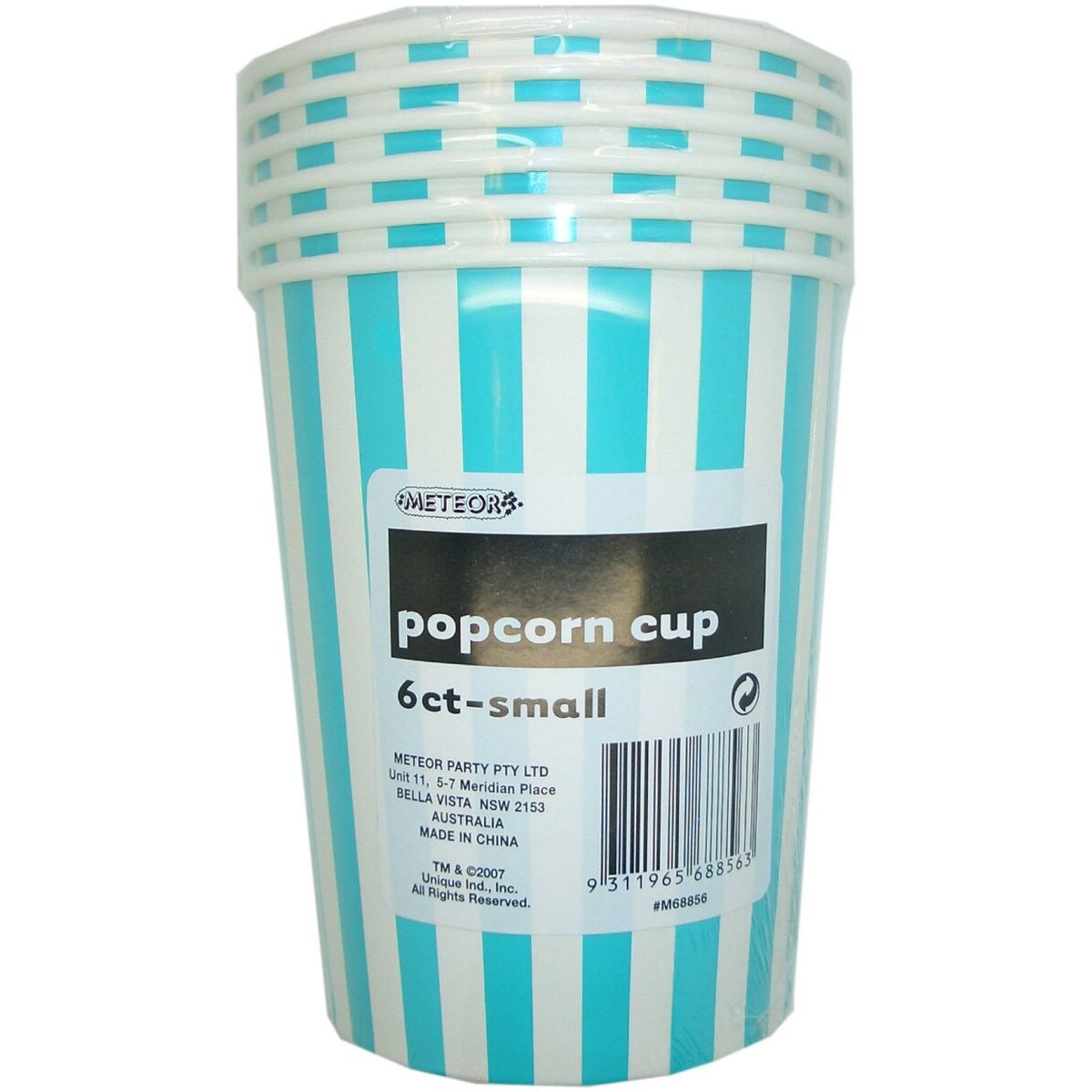 Stripes Small Paper Popcorn Cups - Caribbean Teal - Dollars and Sense