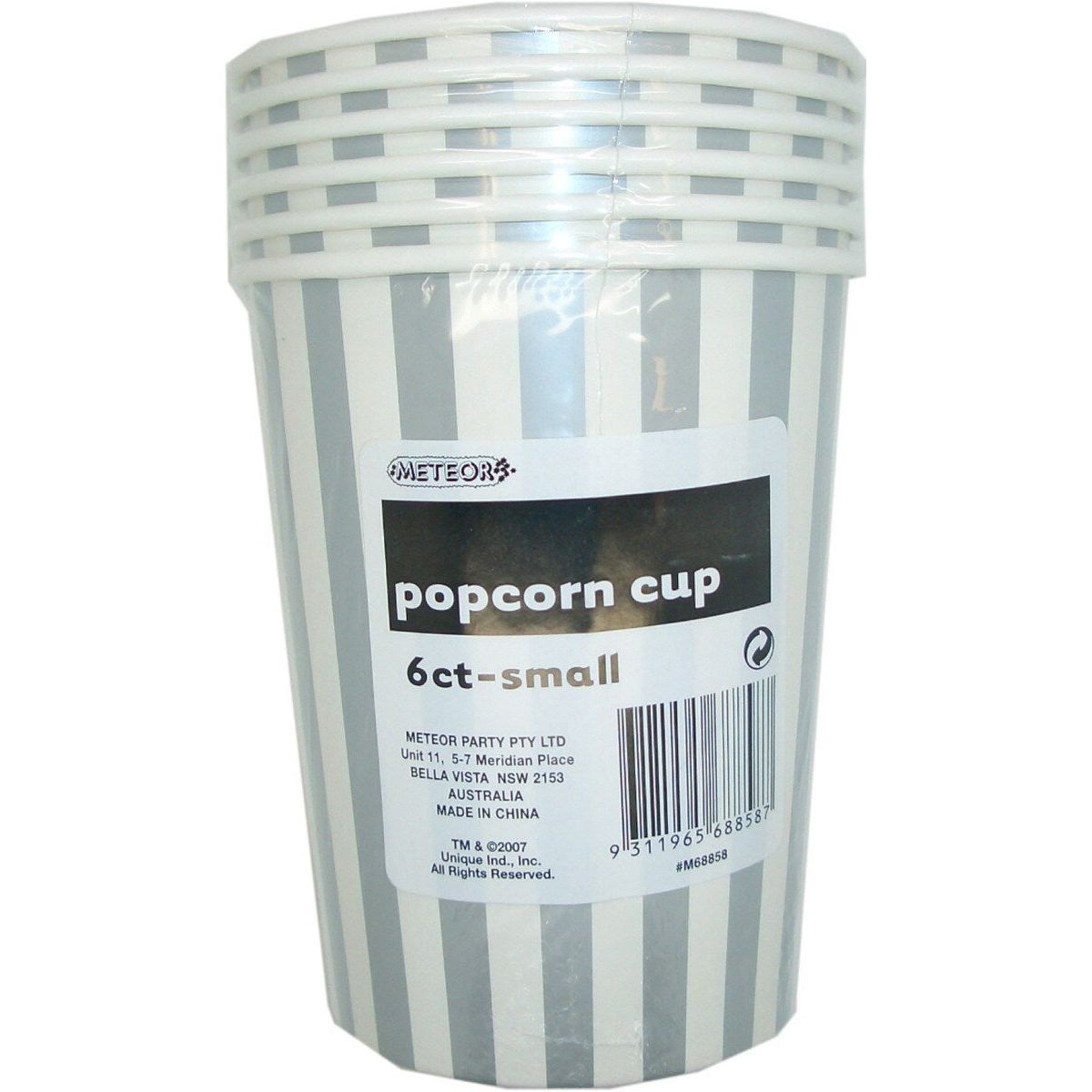 Stripes Small Paper Popcorn Cups - Silver - Dollars and Sense