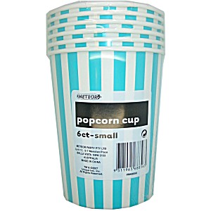 Stripes Small Paper Popcorn Cups - Powder Blue - Dollars and Sense