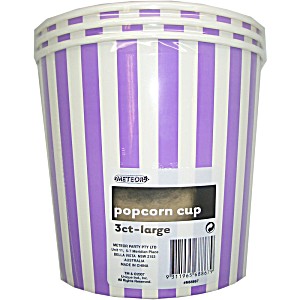 Stripes Large Popcorn Paper Cups - Powder Blue - Dollars and Sense