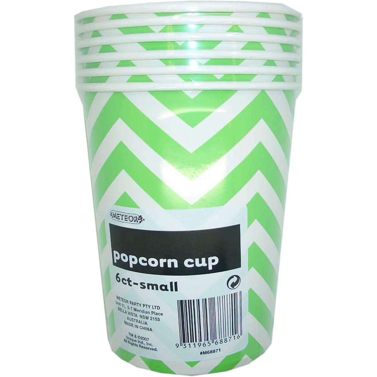 Chevron Small Paper Popcorn Cups - Lime Green - Dollars and Sense