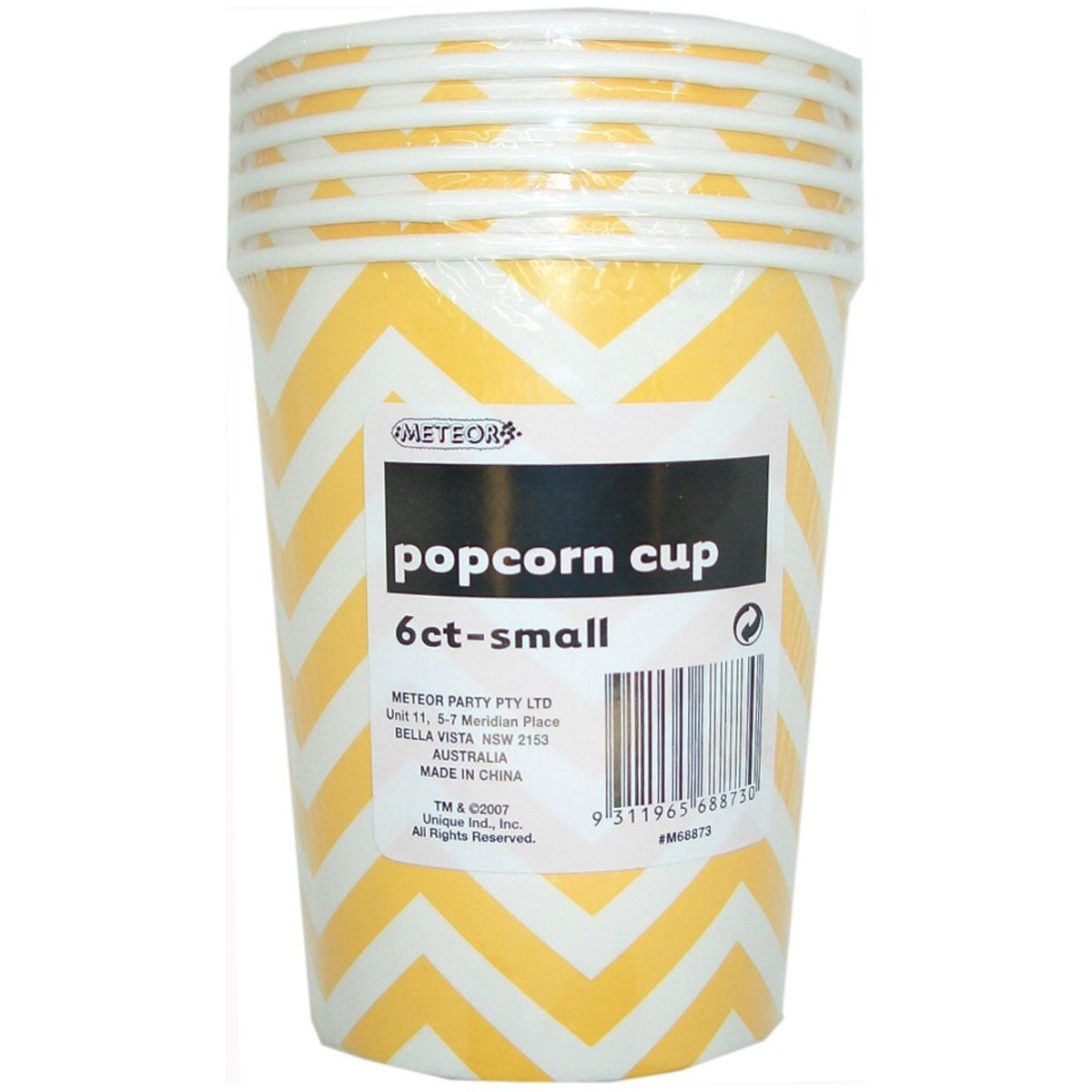 Chevron Small Paper Popcorn Cups - Sunflower Yellow - Dollars and Sense