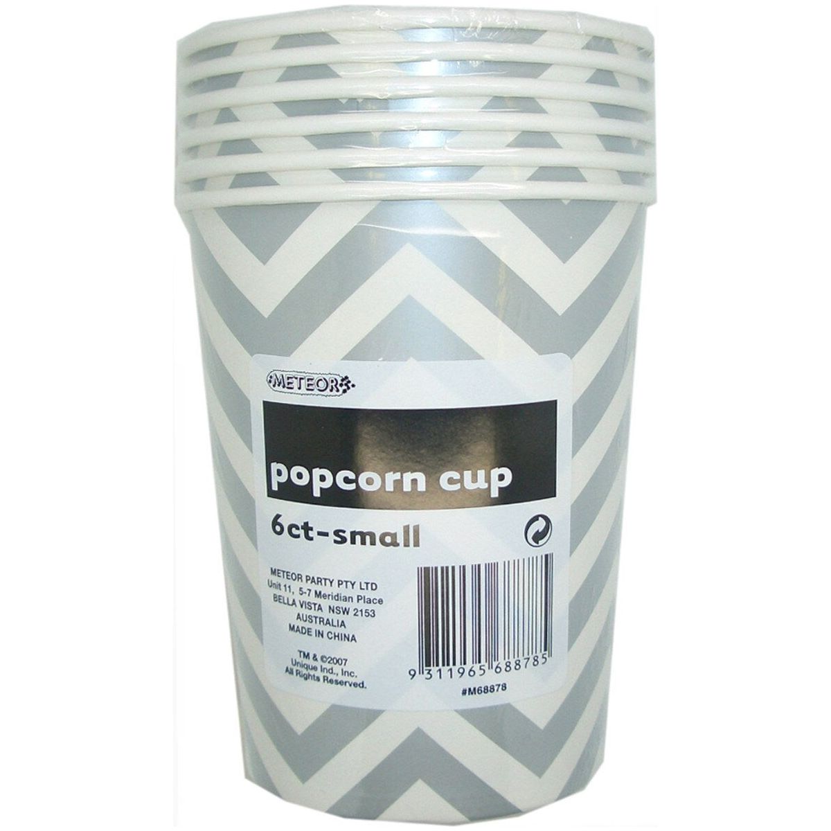 Chevron Small Paper Popcorn Cups - Silver - Dollars and Sense