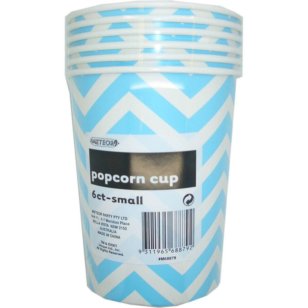 Chevron Small Paper Popcorn Cups - Powder Blue - Dollars and Sense