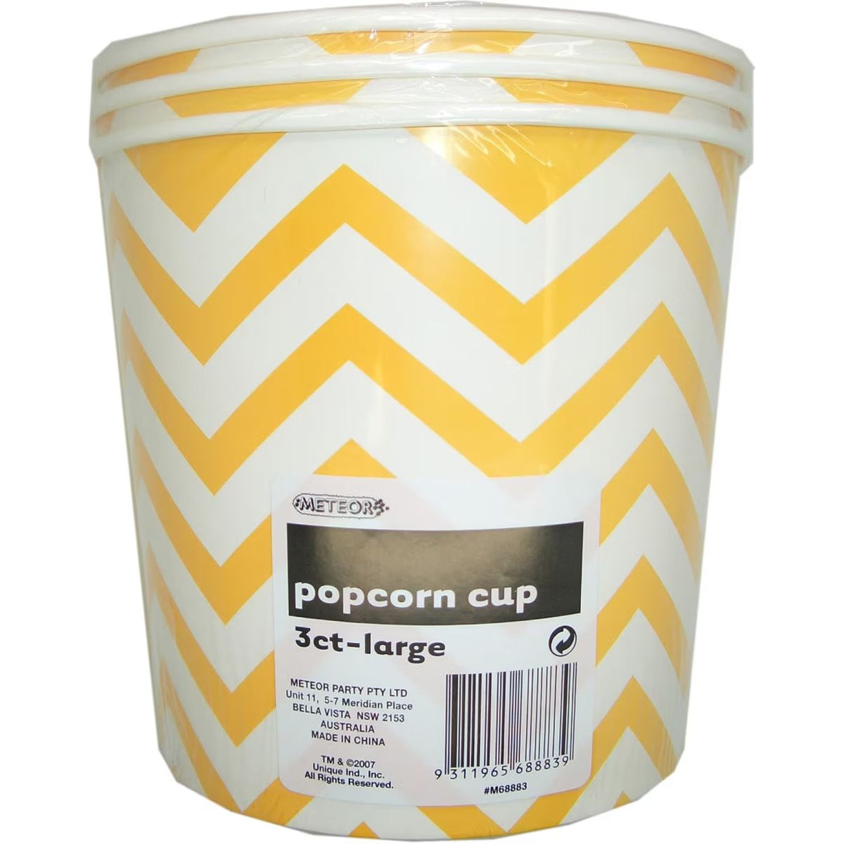Chevron Large Paper Popcorn Cups - Sunflower Yellow - Dollars and Sense