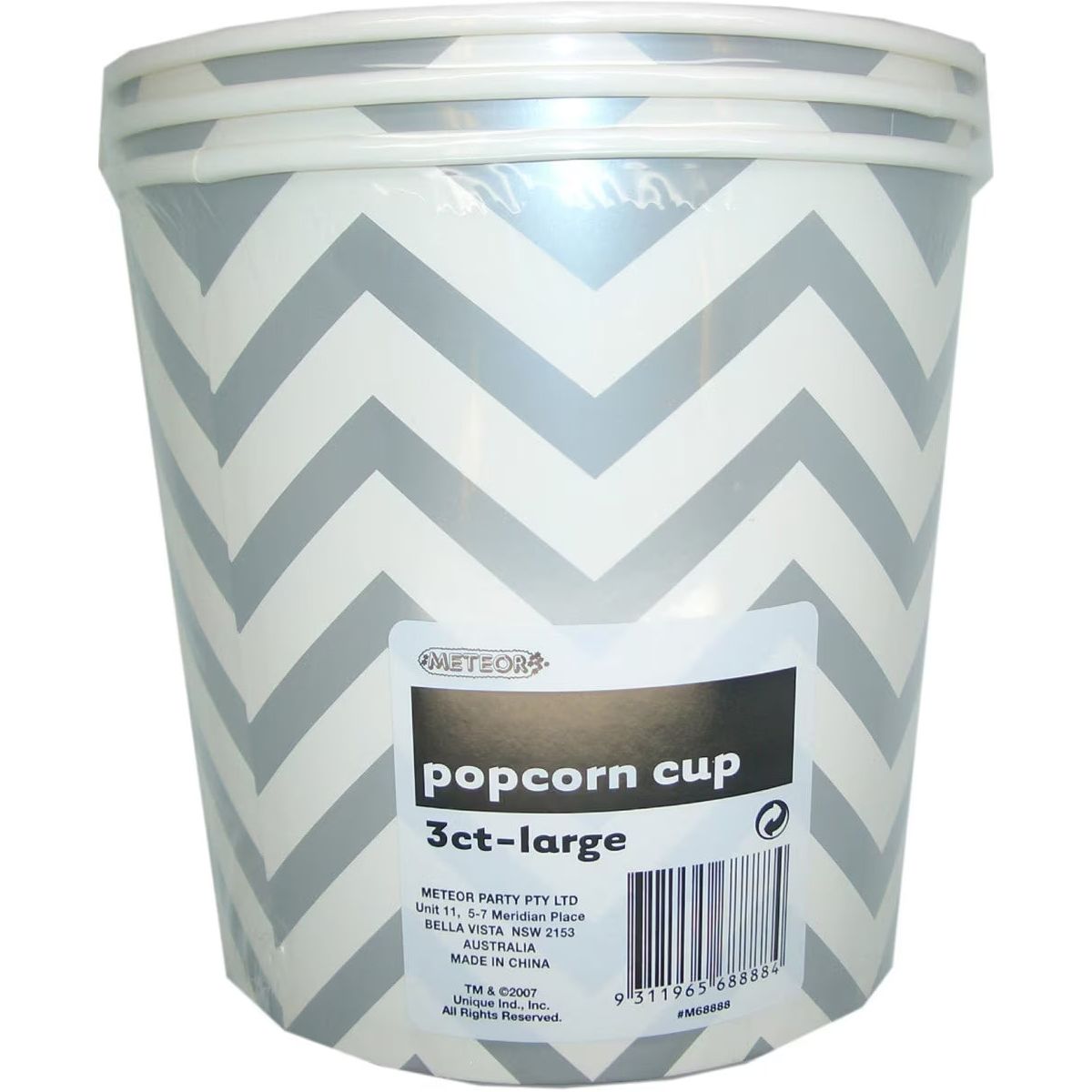Chevron Large Paper Popcorn Cups - Silver - Dollars and Sense