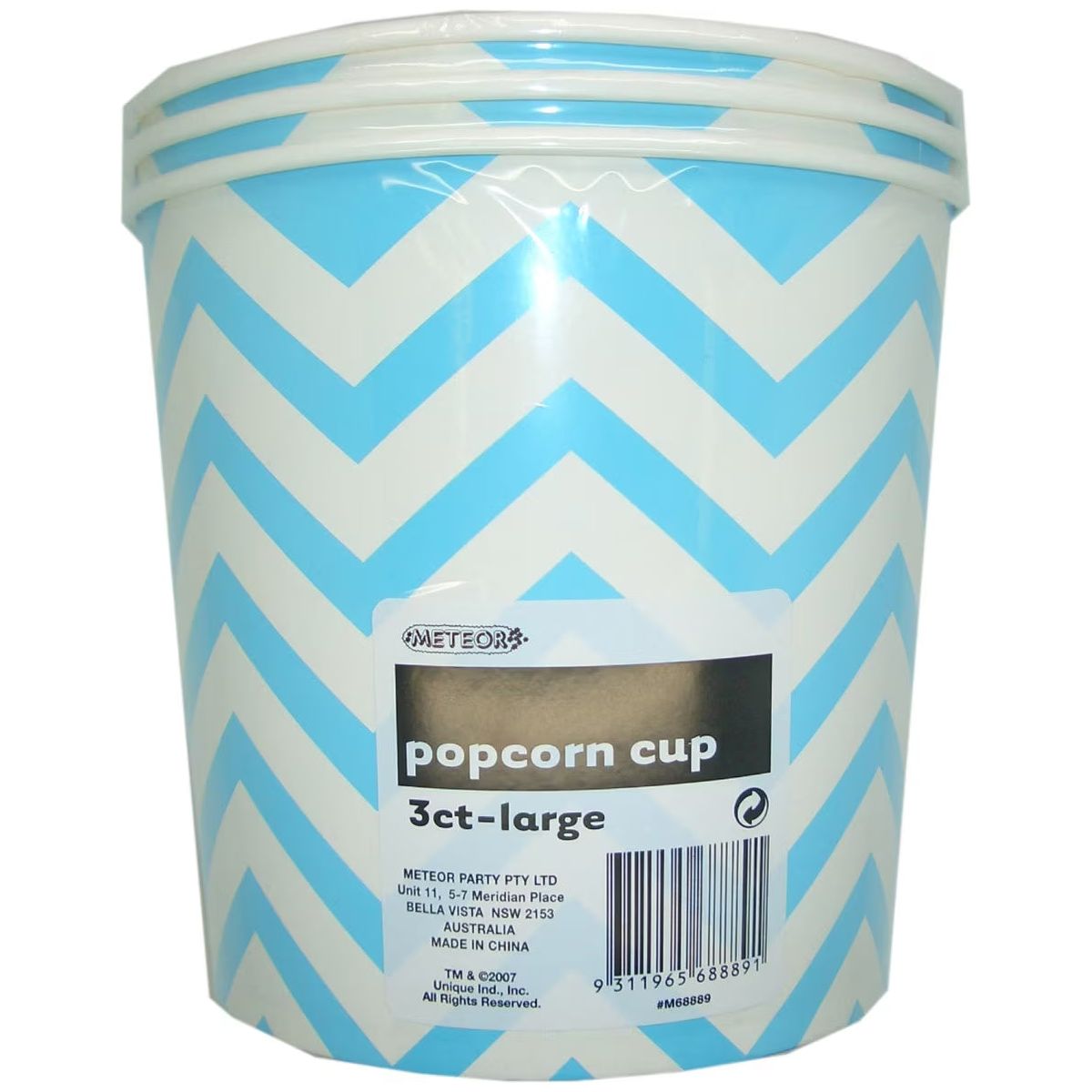 Chevron Large Paper Popcorn Cups - Powder Blue - Dollars and Sense