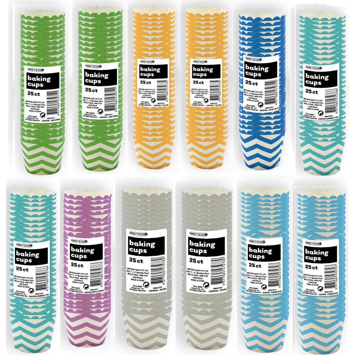 Chevron Paper Baking Cups - Assorted Colours - Dollars and Sense