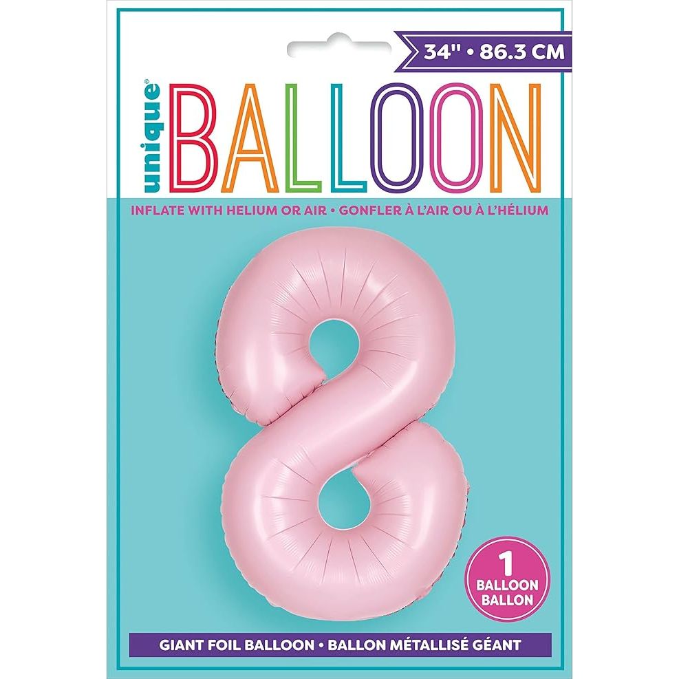 Number 8 Foil Balloon Matte - Lovely Pink - Dollars and Sense