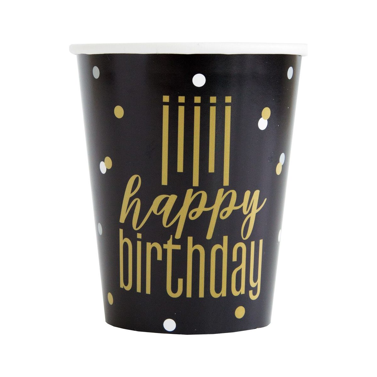 Happy Birthday Paper Cups - Metallic - Dollars and Sense