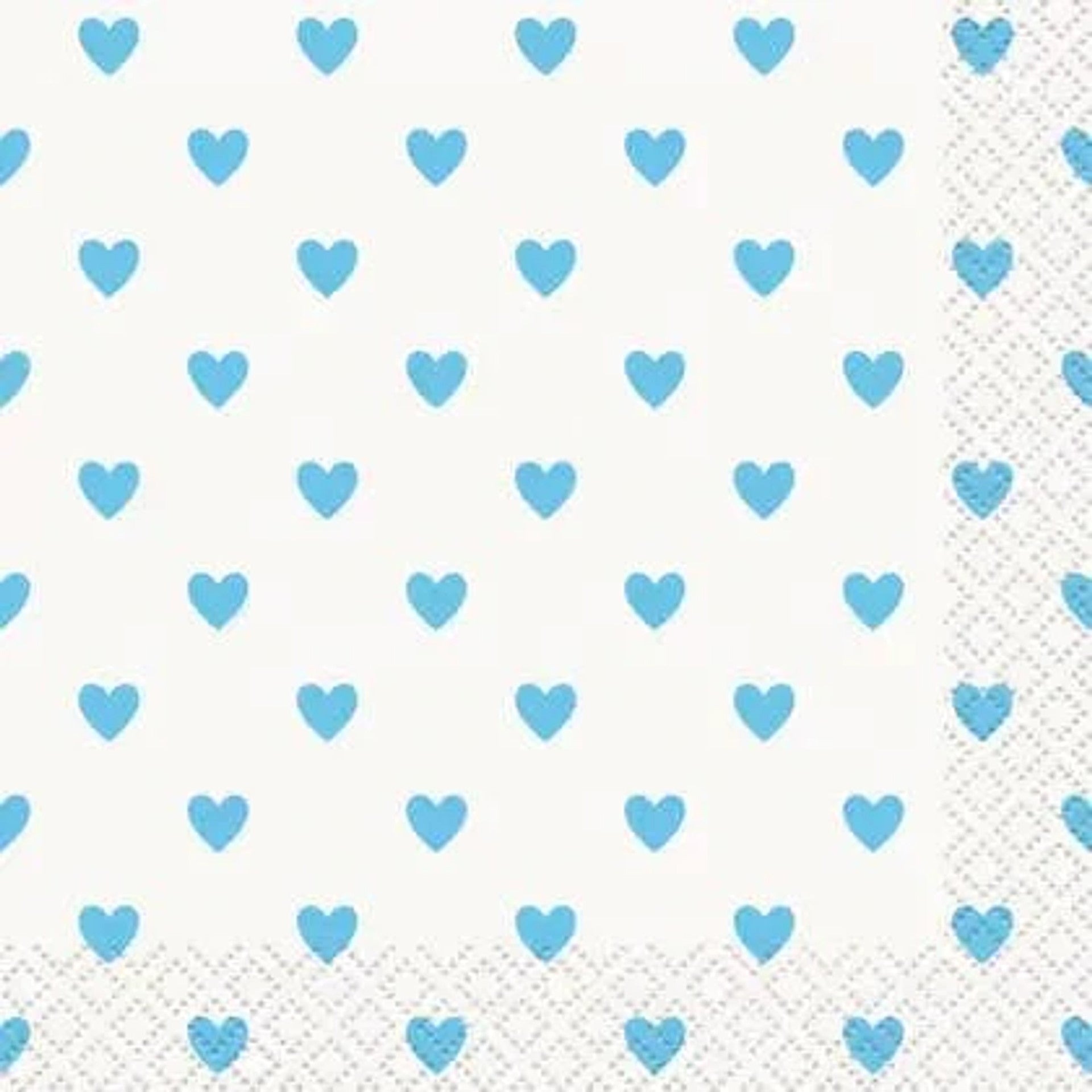 Beverage Napkins - Blue Hearts - Dollars and Sense