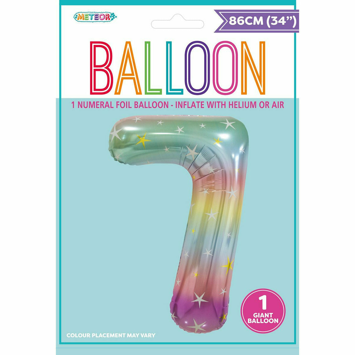 Foil Balloon Number 7 - Pastel Rainbow - Dollars and Sense