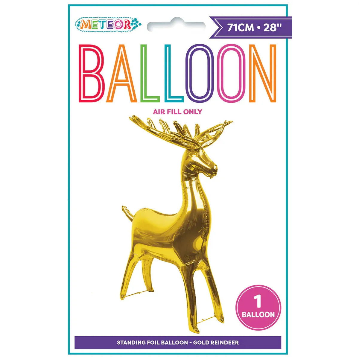 Large Reindeer Standing Foil Balloon - Gold - Dollars and Sense