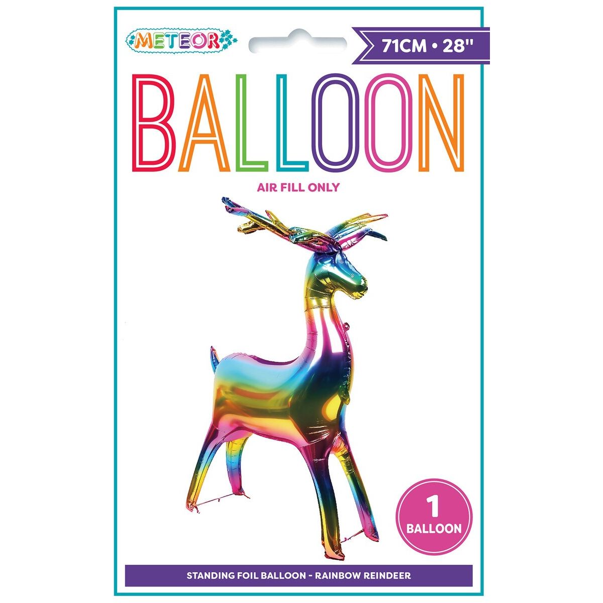Reindeer Standing Foil Balloon - Rainbow - Dollars and Sense