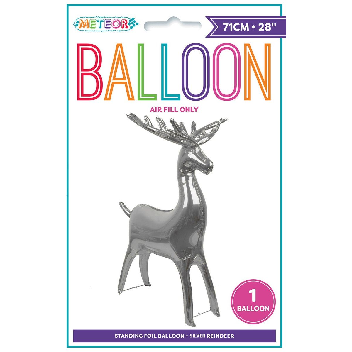 Reindeer Standing Foil Balloon - Silver - Dollars and Sense