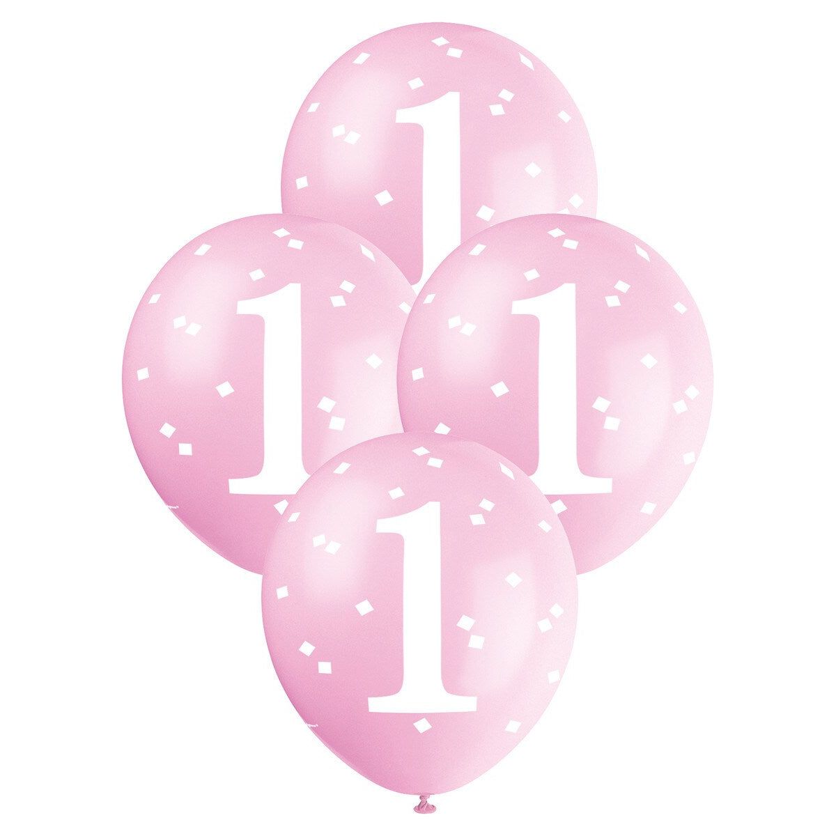 Gingham 1st Birthday Balloons - Pink - Dollars and Sense