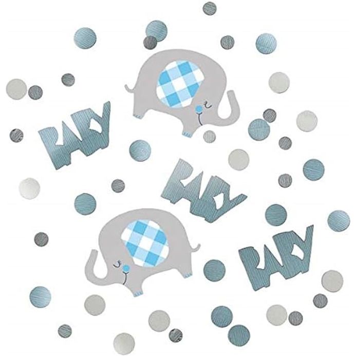 Floral Elephant Confetti - Blue - Dollars and Sense