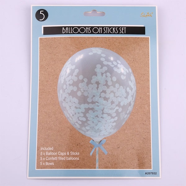 Balloons on Sticks Prefilled Mini Confetti - Blue - Dollars and Sense