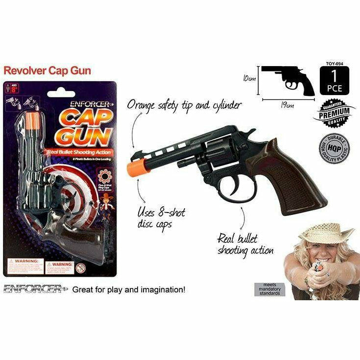 Super Revolver Cap Gun - Black SKU TOY-094 - Dollars and Sense