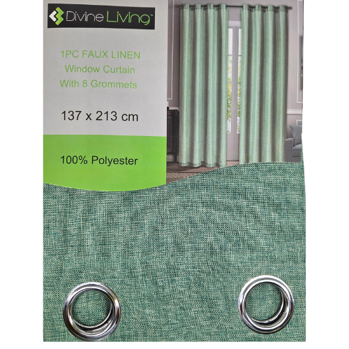 Divine Living Curtain Faux Linen - Moss Green - Dollars and Sense