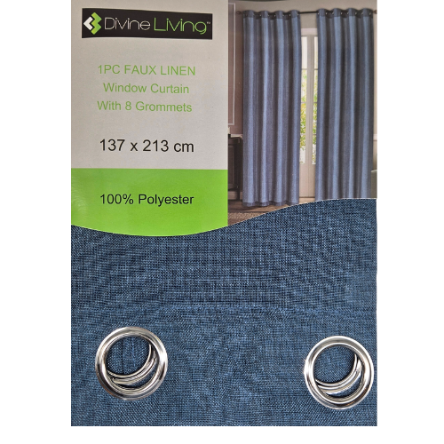 Divine Living Curtain Faux Linen - Dark Denim - Dollars and Sense