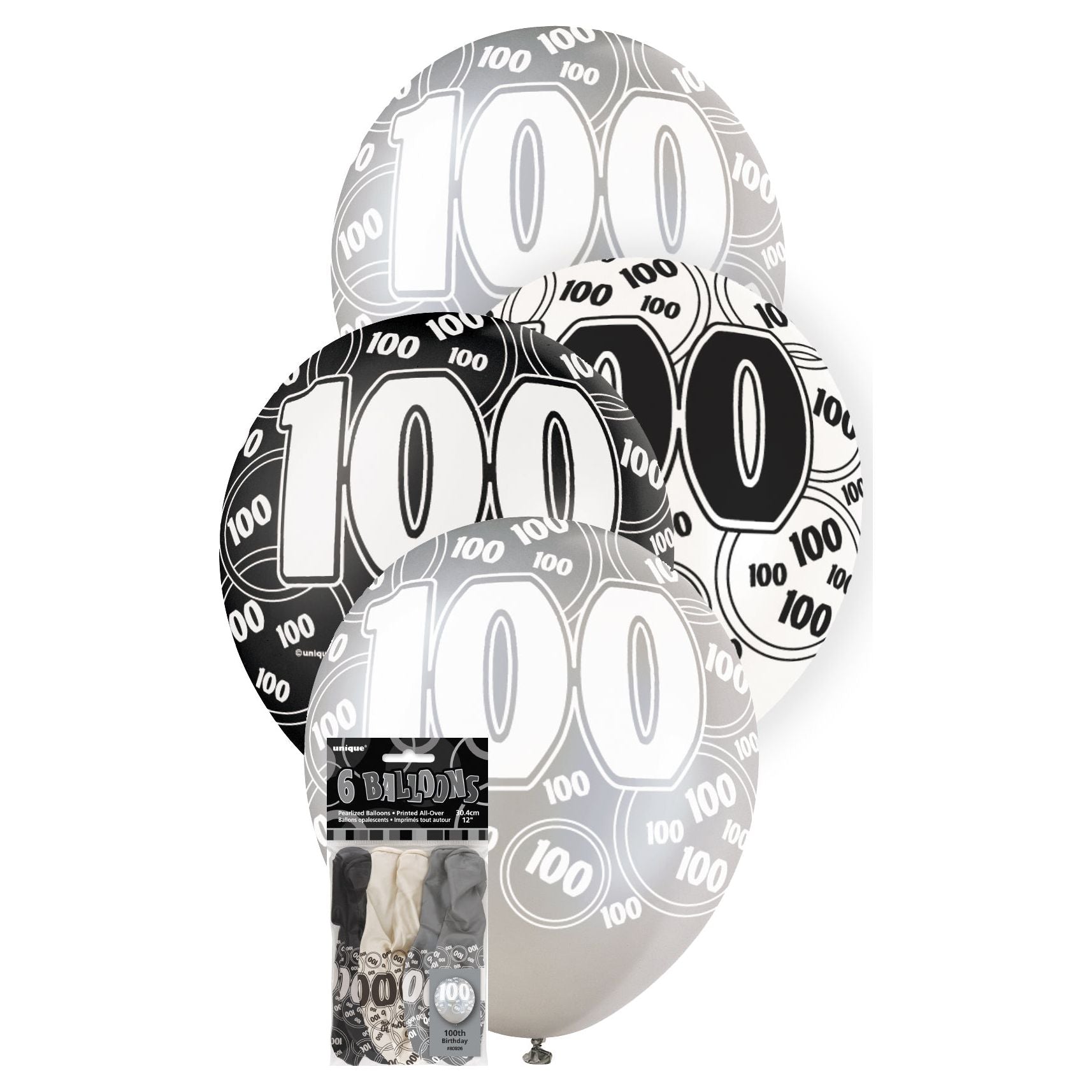100th Latex Helium Balloons - Glitz Black - Dollars and Sense