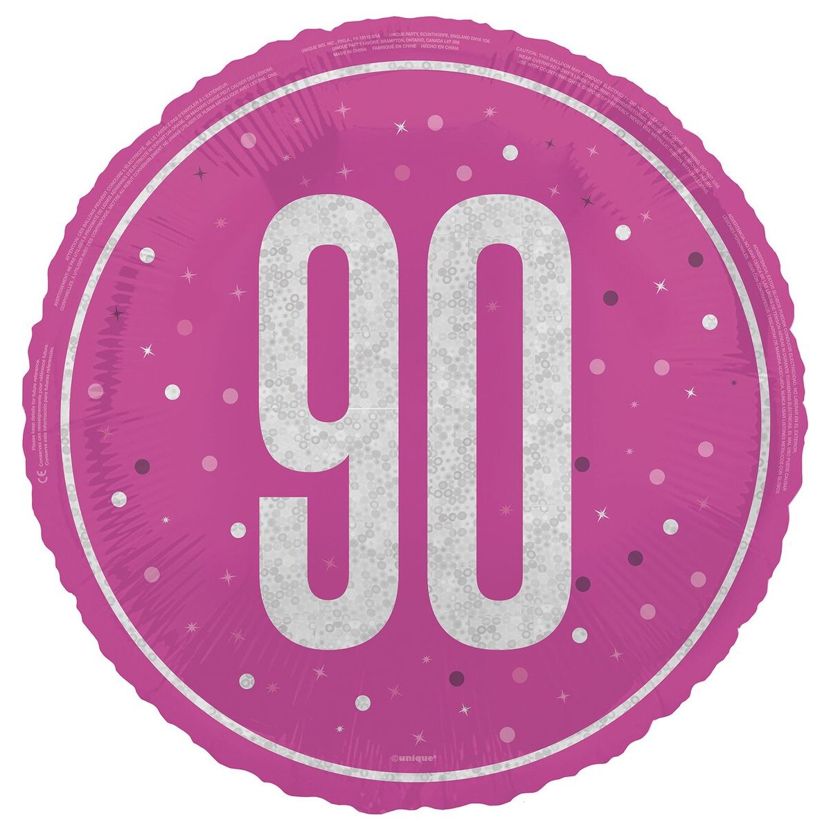 90th Birthday Foil Balloon - Glitz Pink - Dollars and Sense