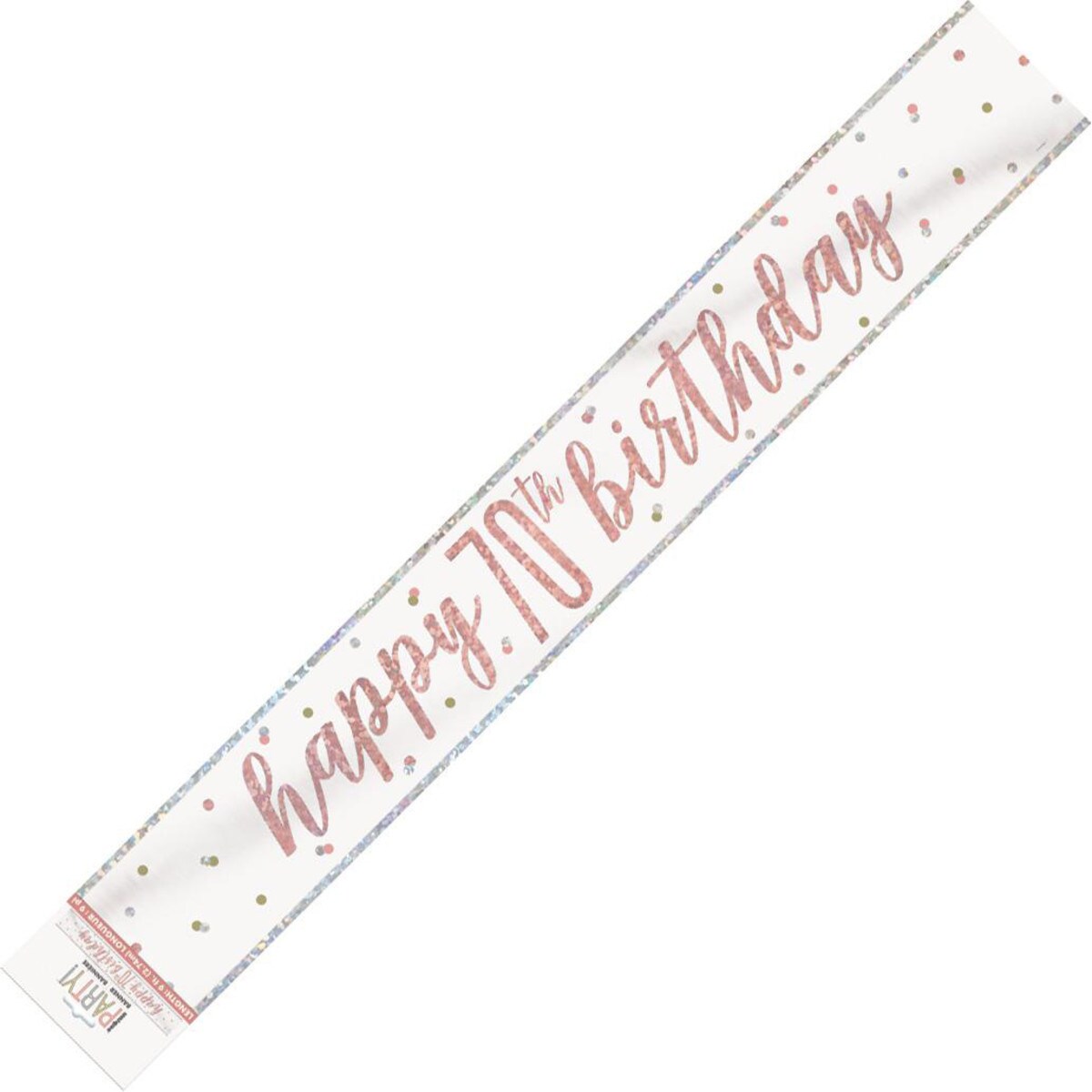 Happy 70th Birthday Banner - Rose Gold - Dollars and Sense