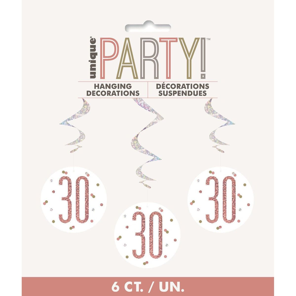 30 Hanging Swirl Decorations - Rose Gold - Dollars and Sense