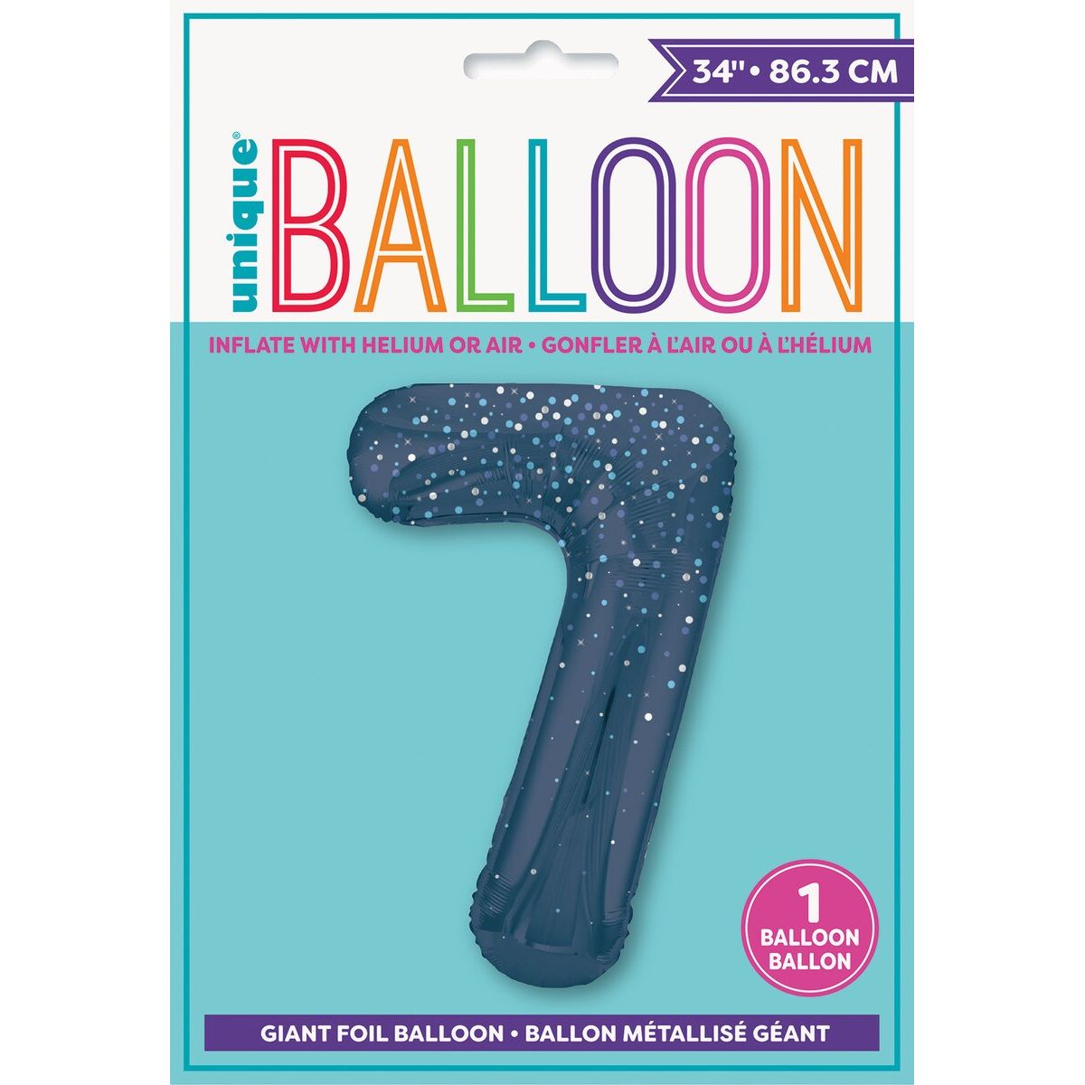 Number 7 Foil Balloon - Glitz Blue - Dollars and Sense