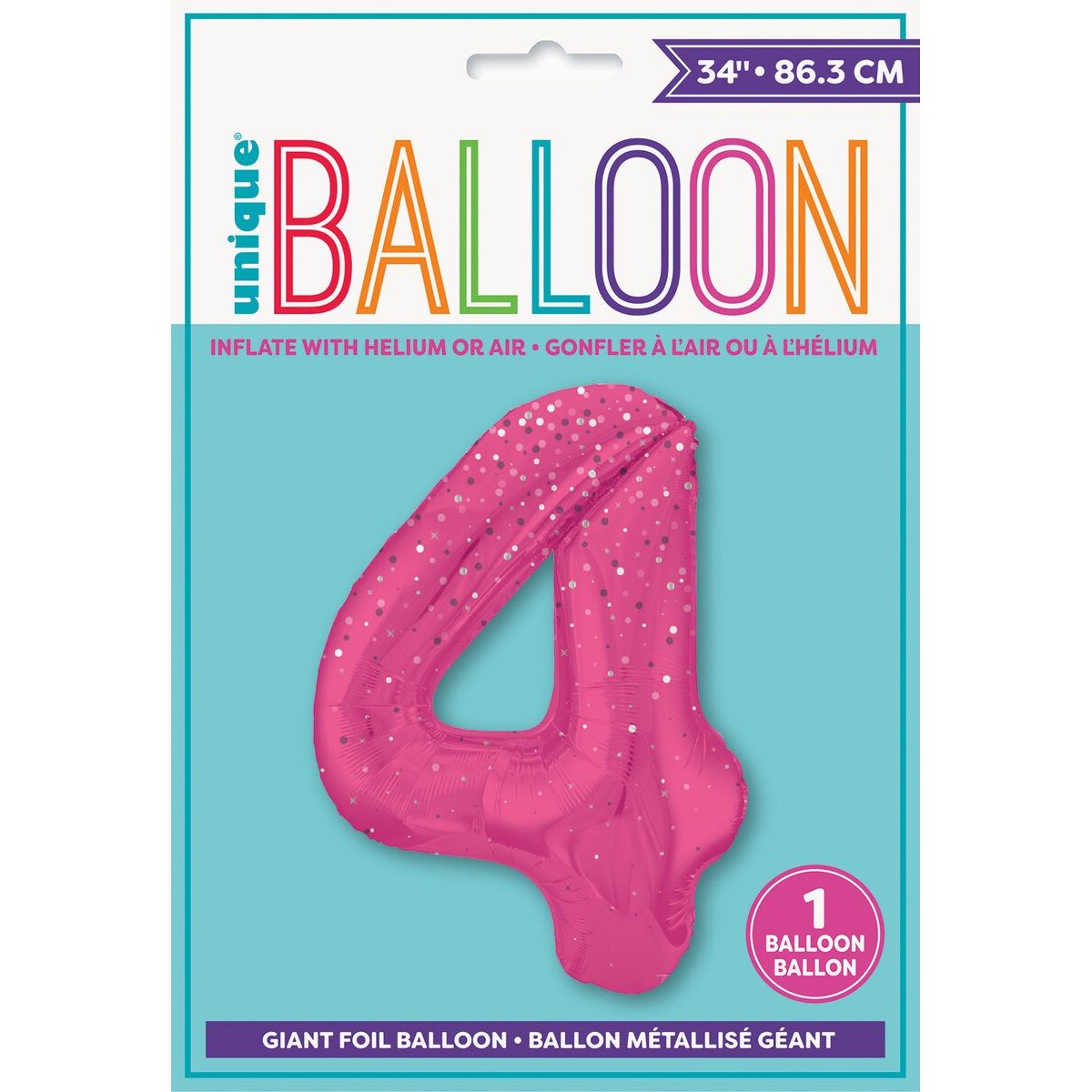 4th Birthday Foil Balloon - Glitz Pink - Dollars and Sense