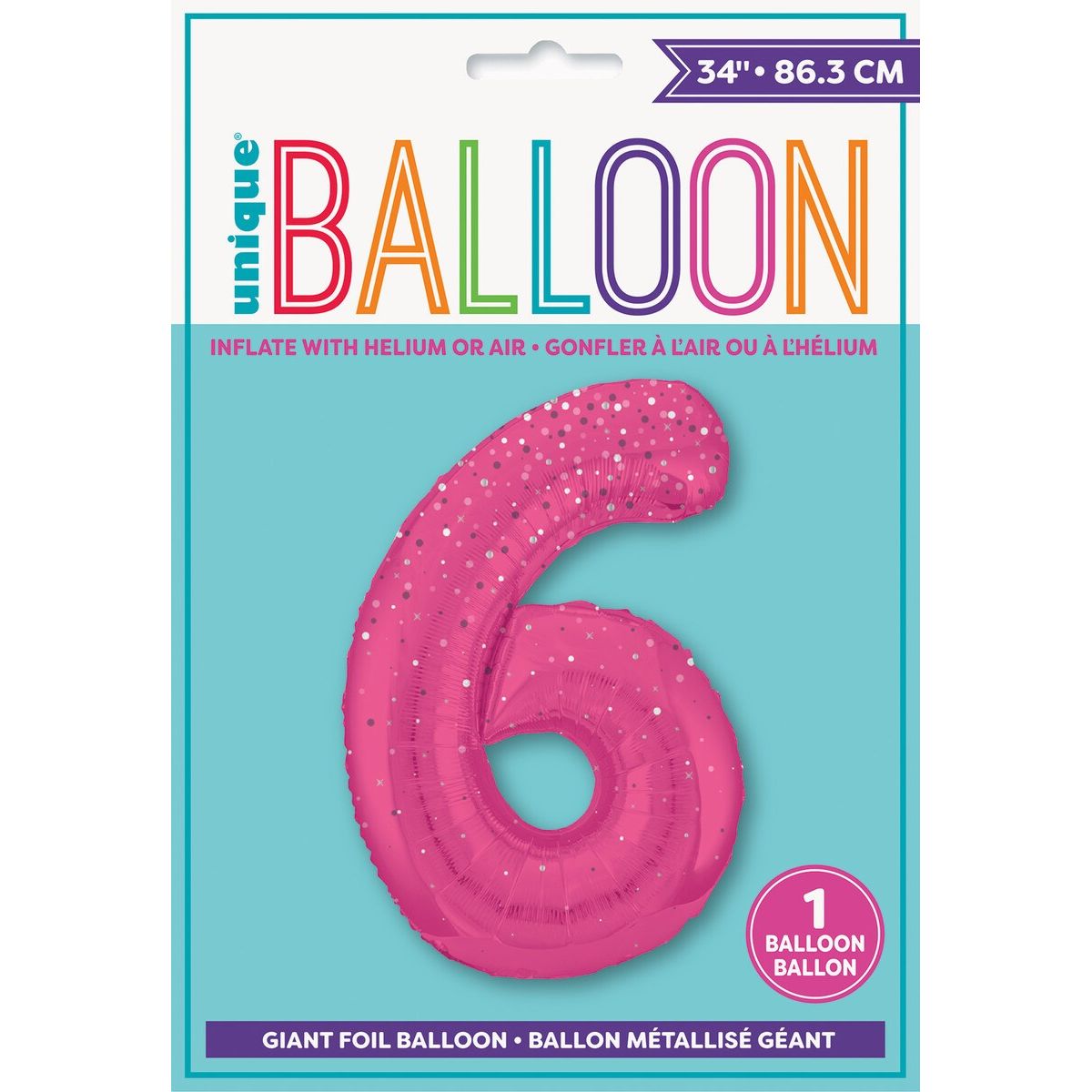 6th Birthday Foil Balloon - Glitz Pink - Dollars and Sense