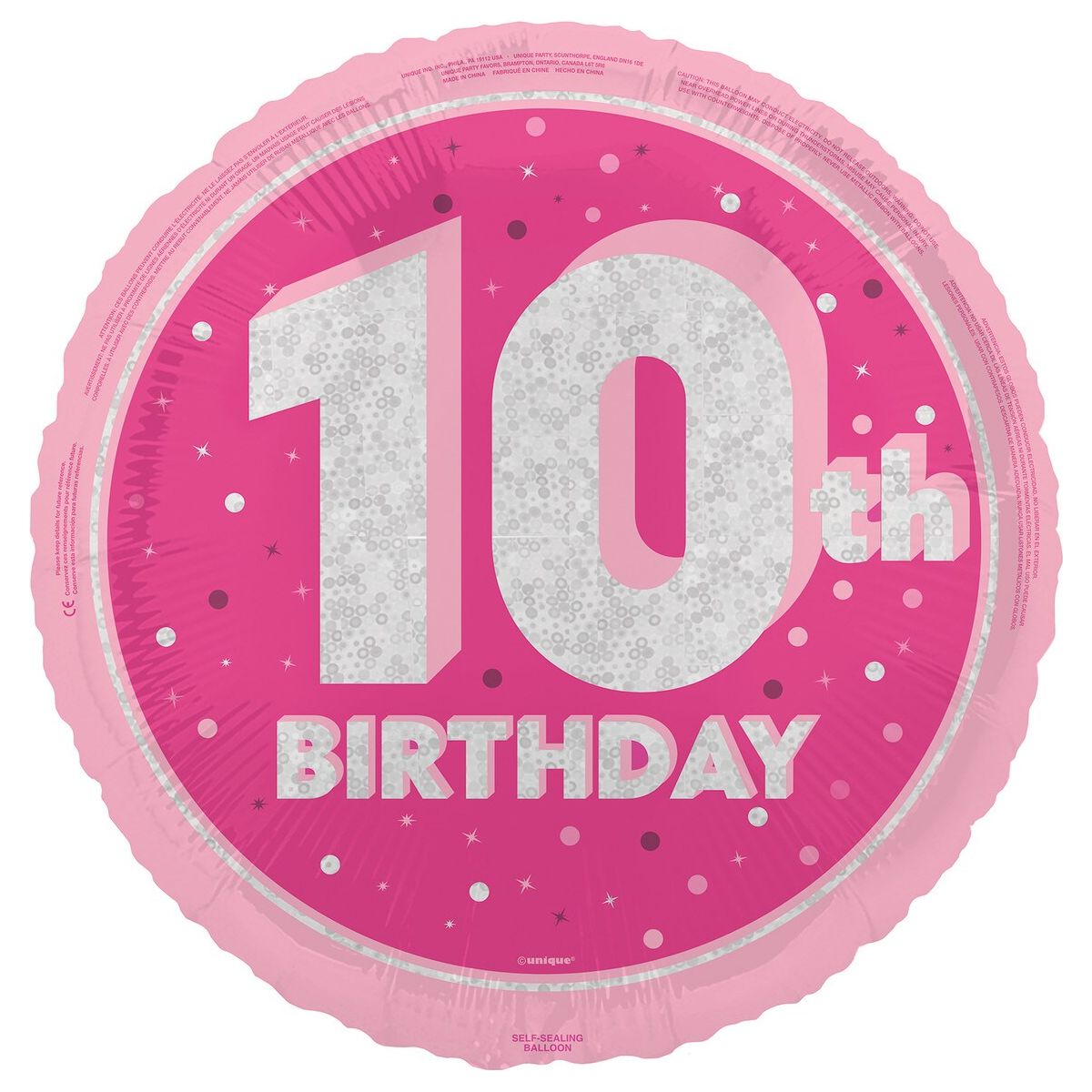 10th Birthday Foil Balloon - Glitz Pink - Dollars and Sense