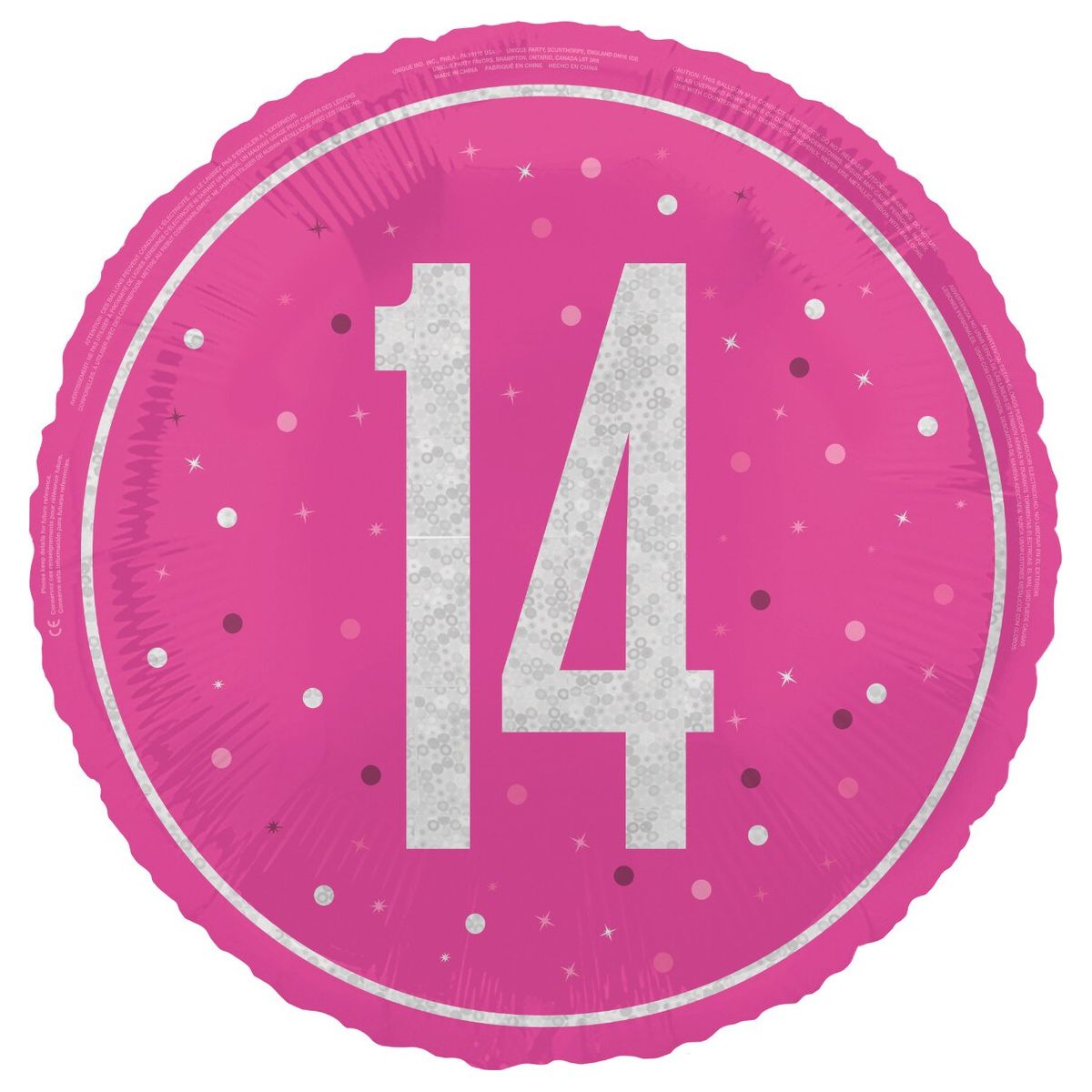 14th Birthday Foil Balloon - Glitz Pink - Dollars and Sense