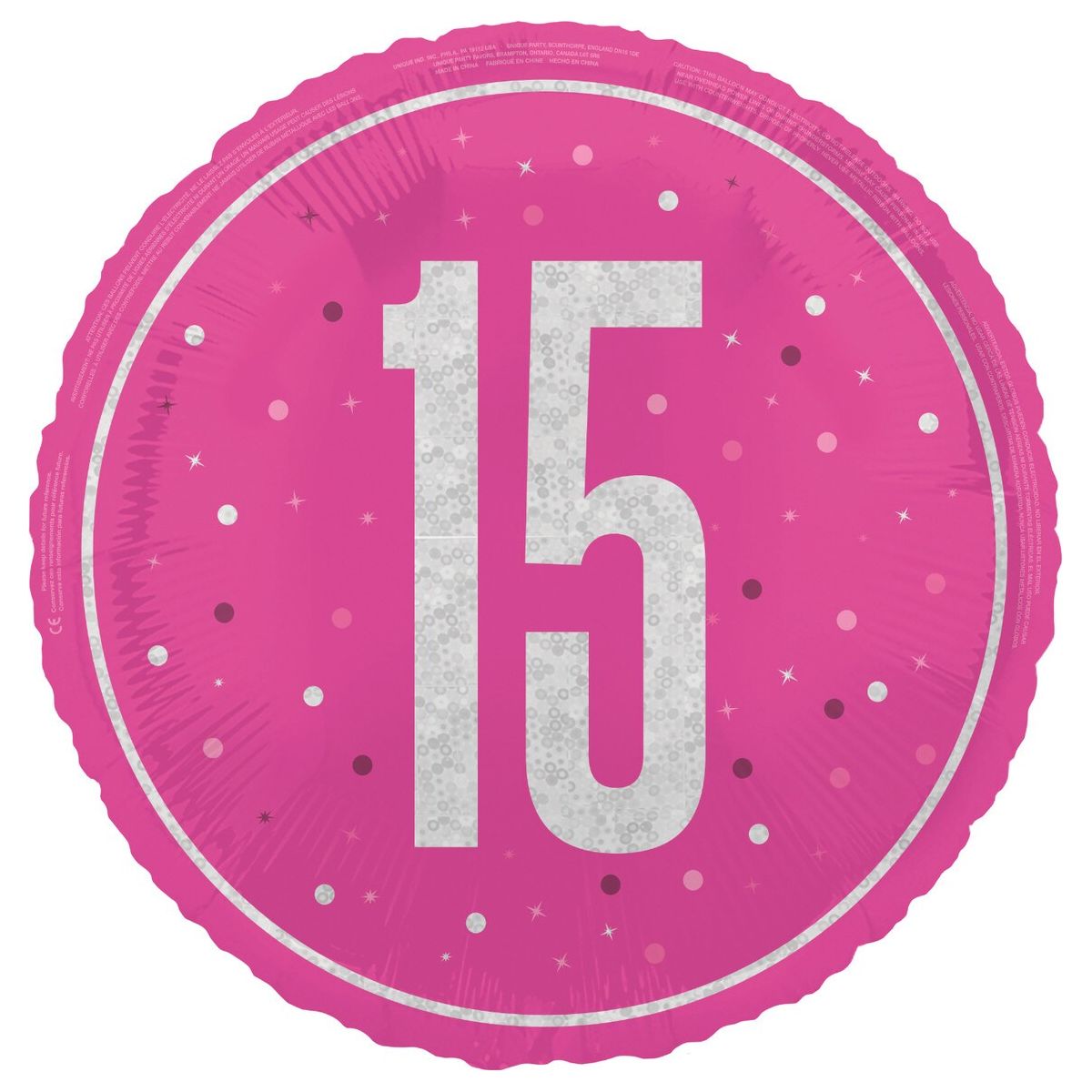 15th Birthday Foil Balloon - Glitz Pink - Dollars and Sense