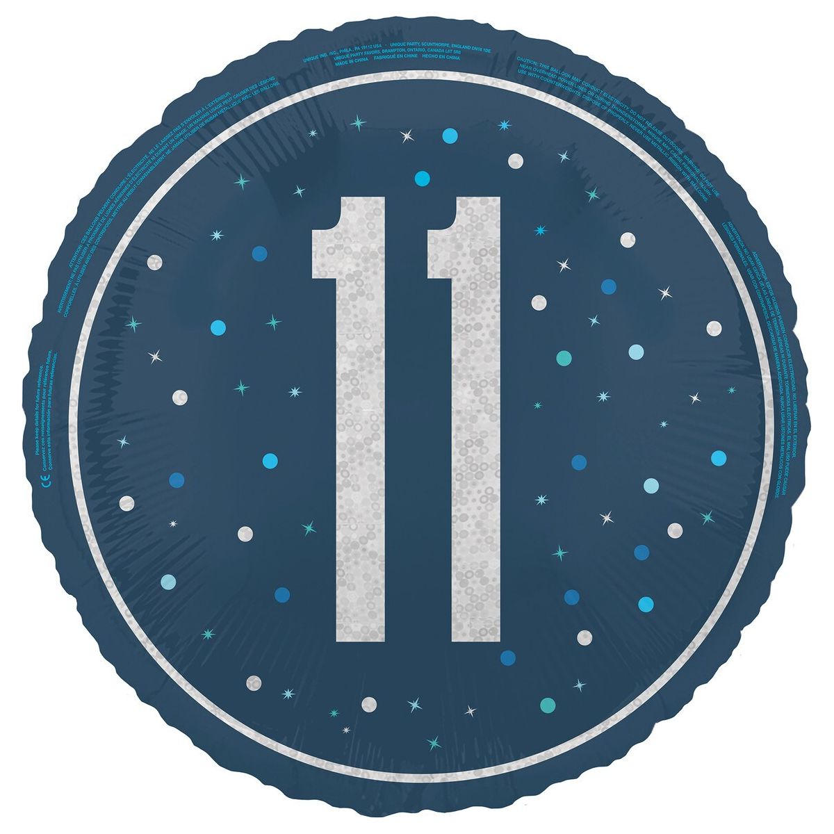 Blue - 11th Birthday Foil Balloon - Dollars and Sense