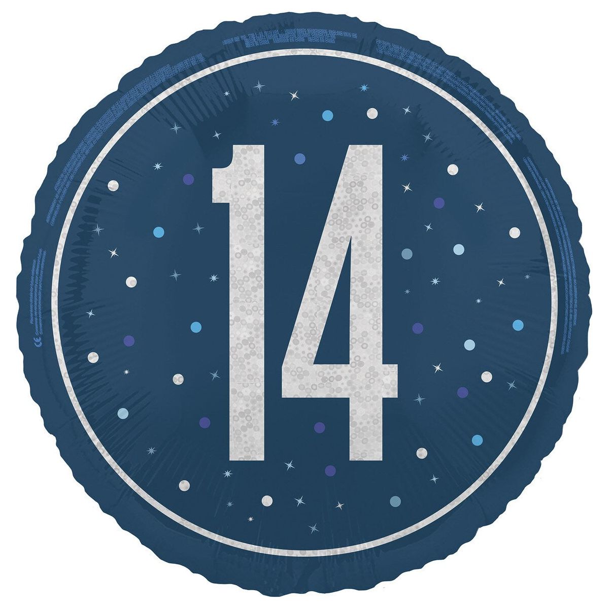 14th Birthday Foil Balloon - Glitz Blue - Dollars and Sense