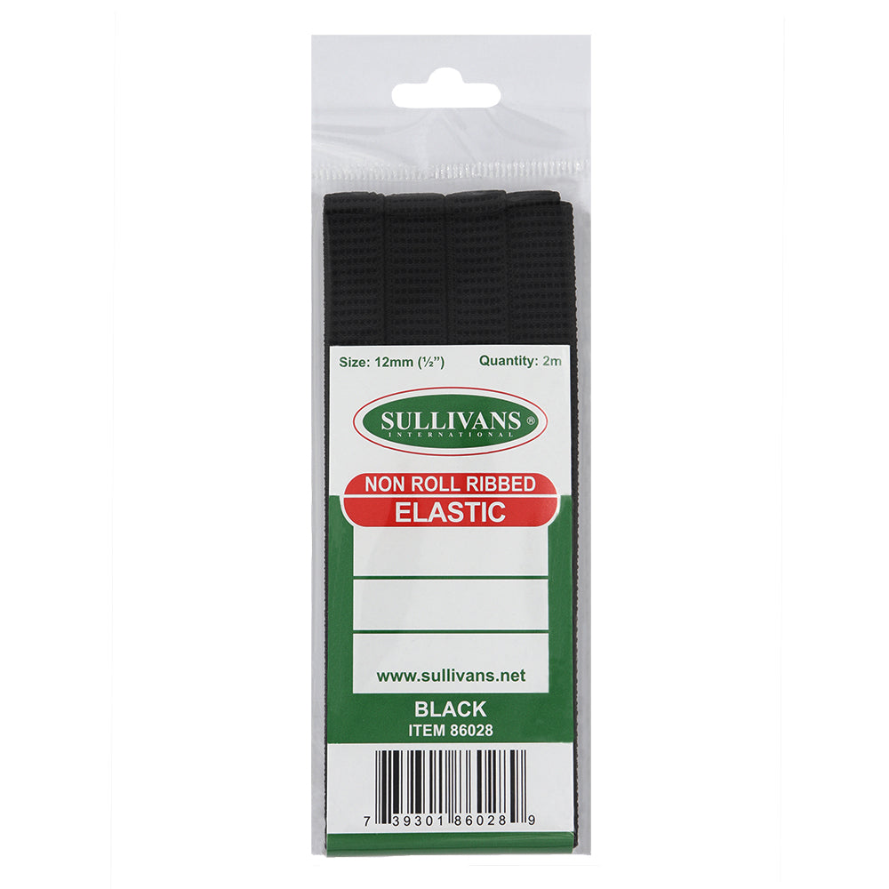 Non Roll Ribbed Elastic - Black - Dollars and Sense