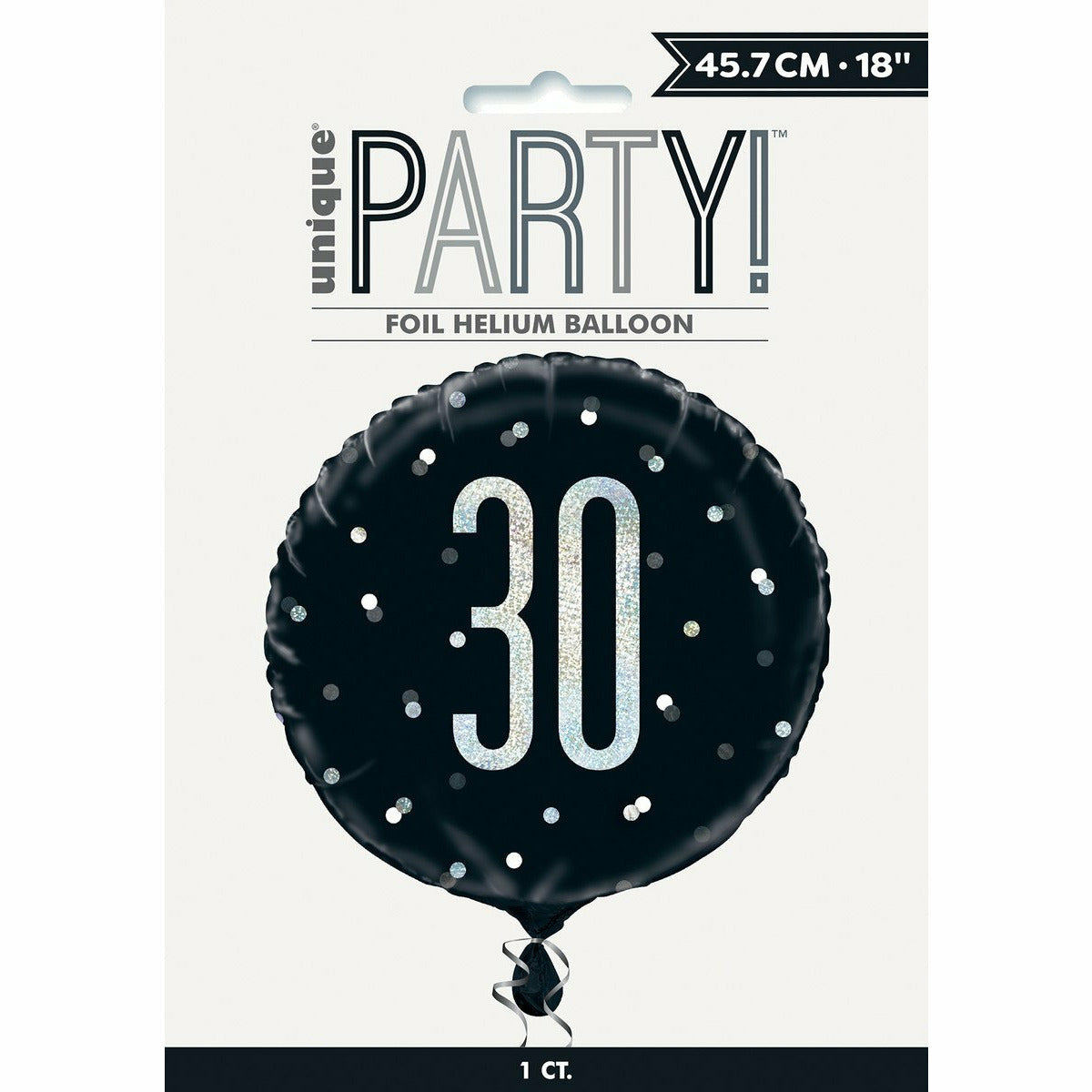 Black 30th - Foil Balloon - Dollars and Sense