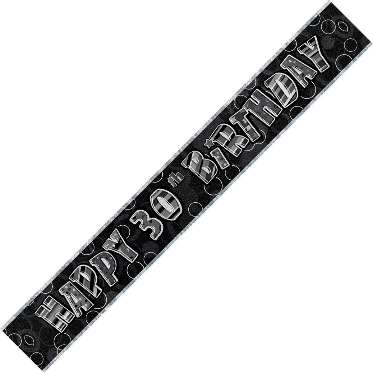 Happy 30th Birthday Foil Banner - Glitz Black - Dollars and Sense