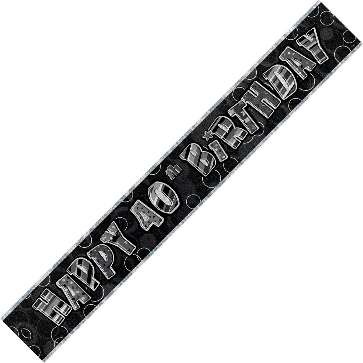 Happy 40th Birthday Foil Banner - Glitz Black - Dollars and Sense