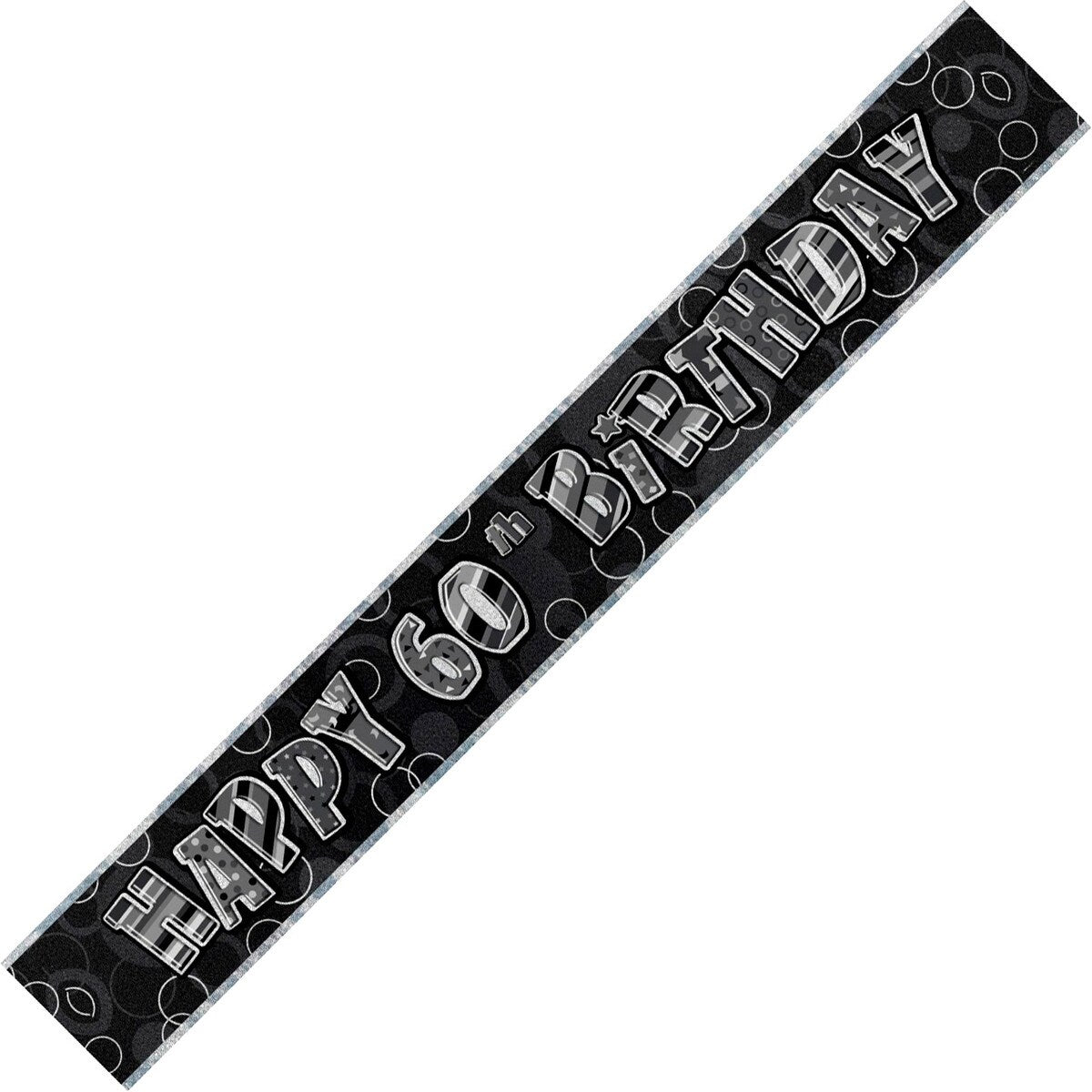 Happy 60th Birthday Foil Banner - Glitz Black - Dollars and Sense