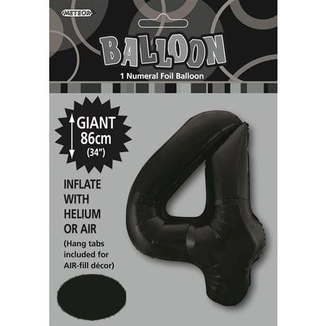 Number 4 Foil Balloon - Black - Dollars and Sense