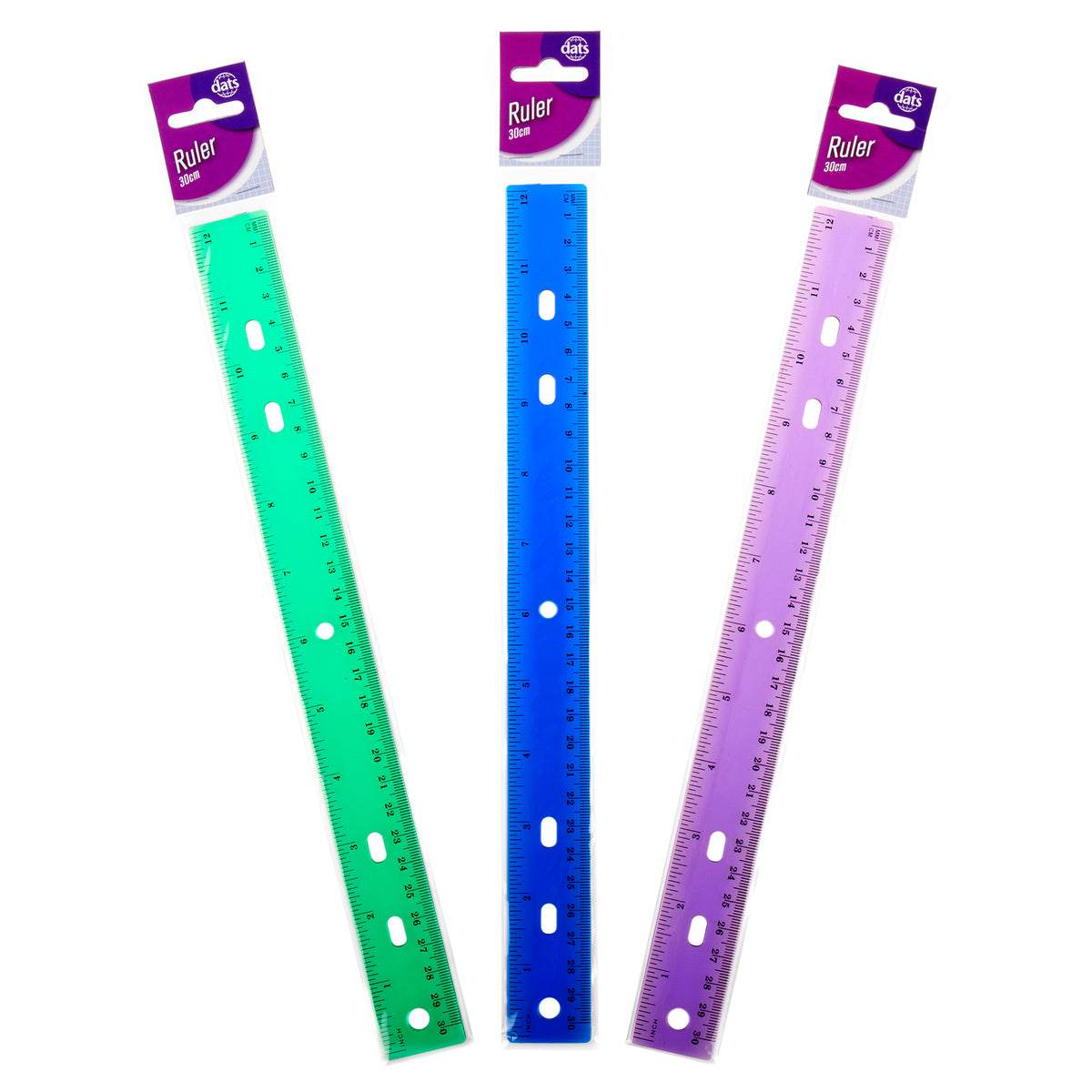 Fluro Ruler - With Binder Holes