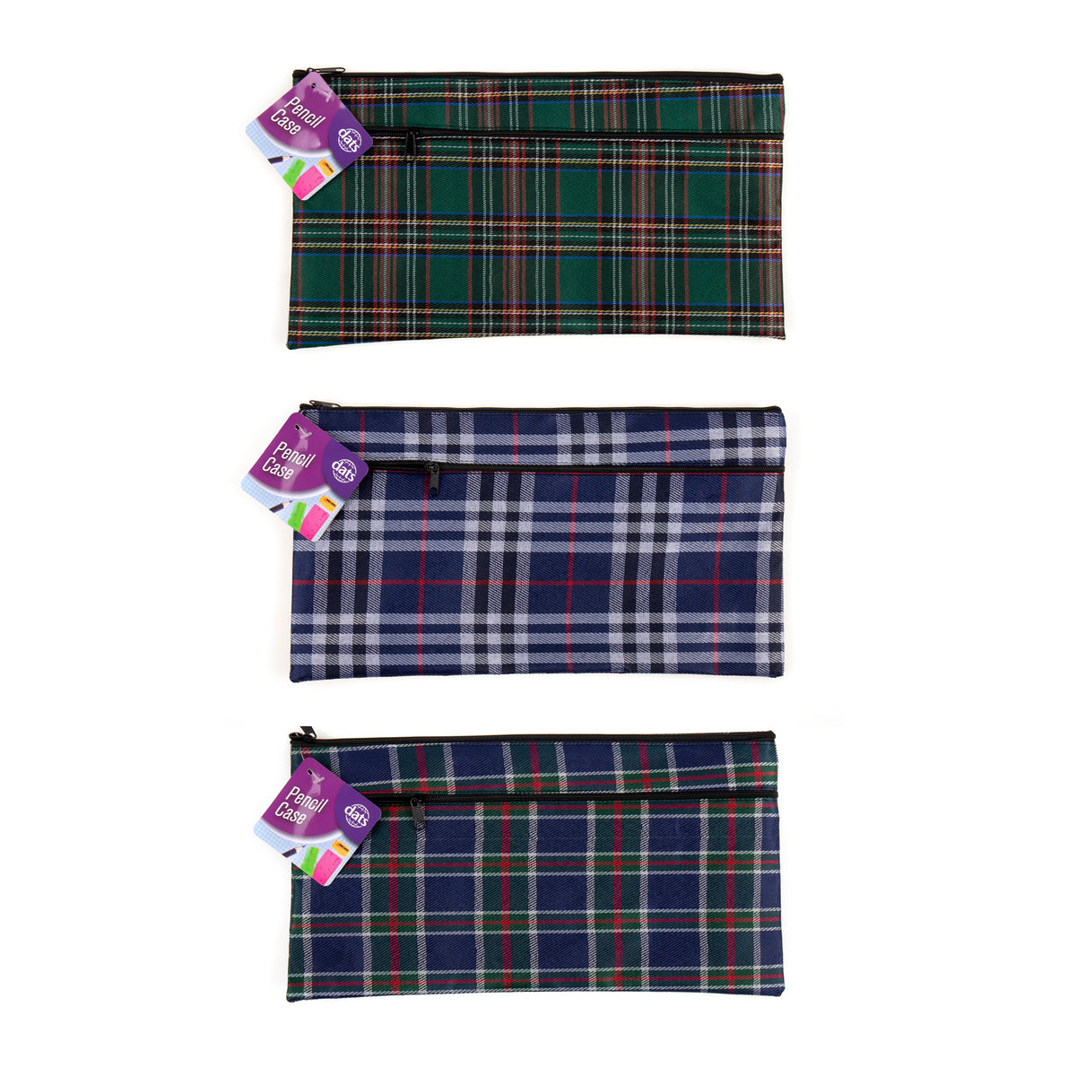 Pencil Case Two Zip - Tartan